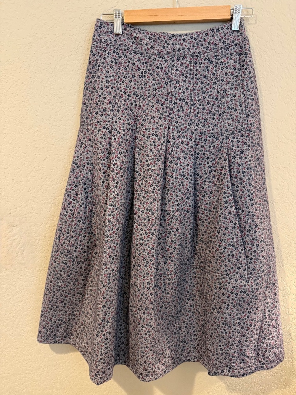 Cozy Winter Cotton Midi Skirt - Elastic Waist (Fits S-M)